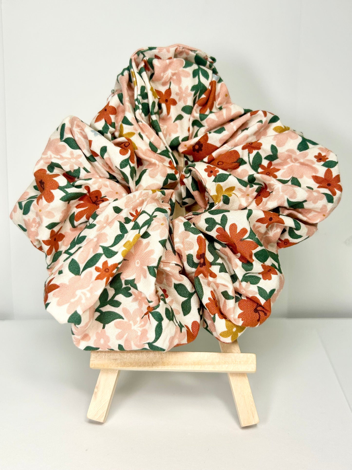 pink floral scrunchie