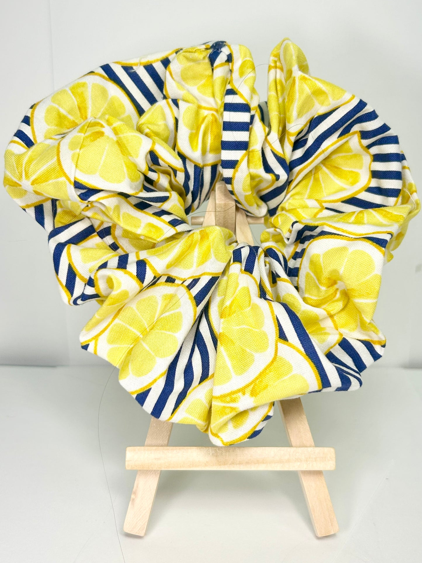 extra large striped lemon scrunchie
