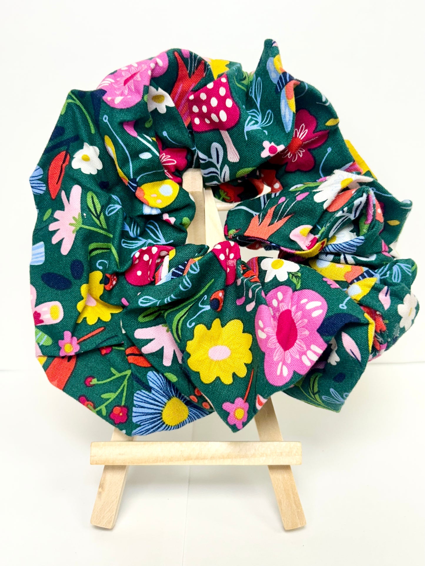 green floral scrunchie