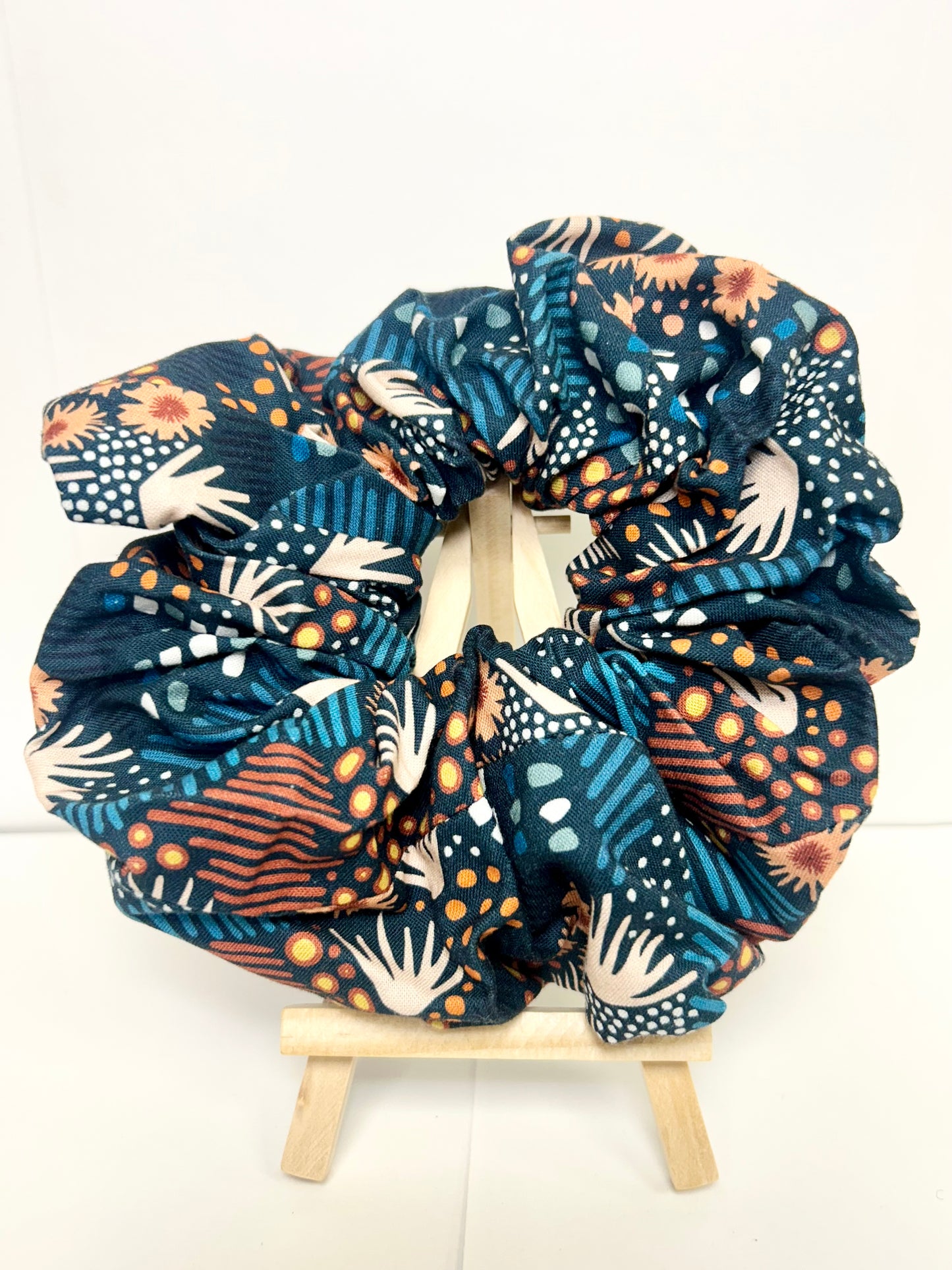 geometric floral scrunchie