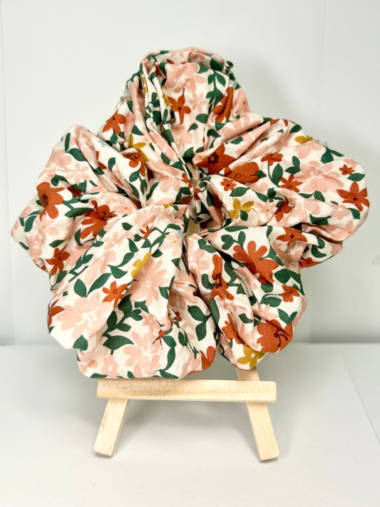 pink floral scrunchie