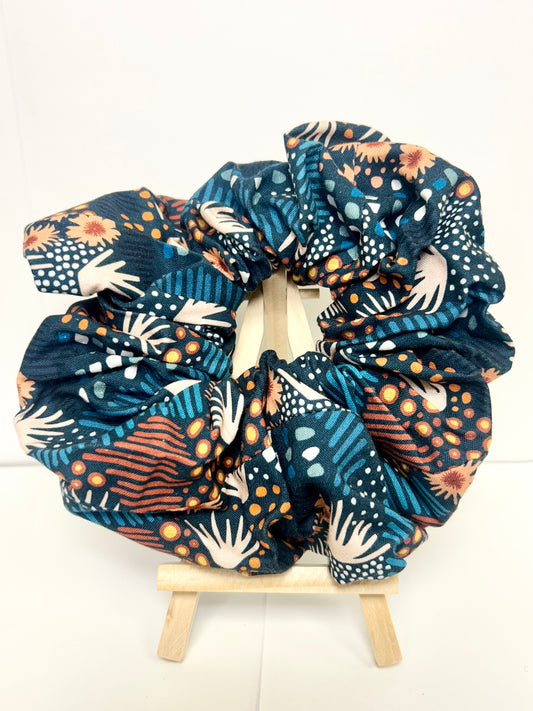 geometric floral scrunchie