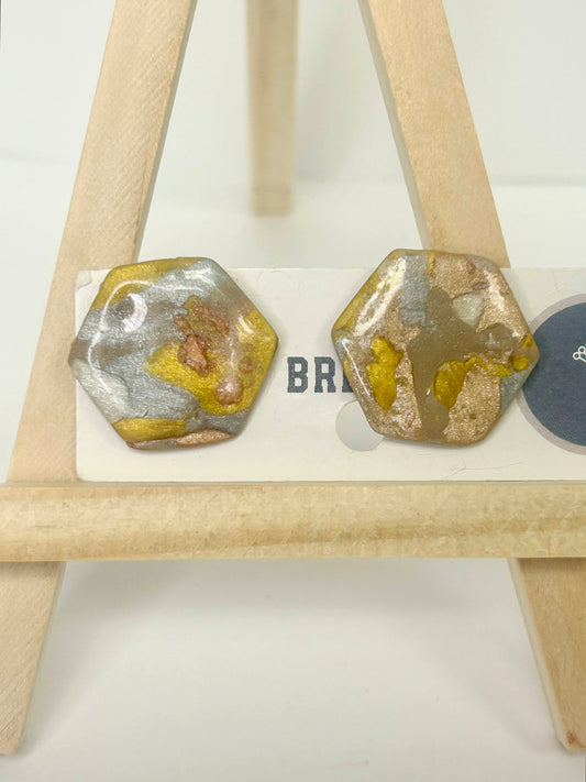 hexagon - gold marble