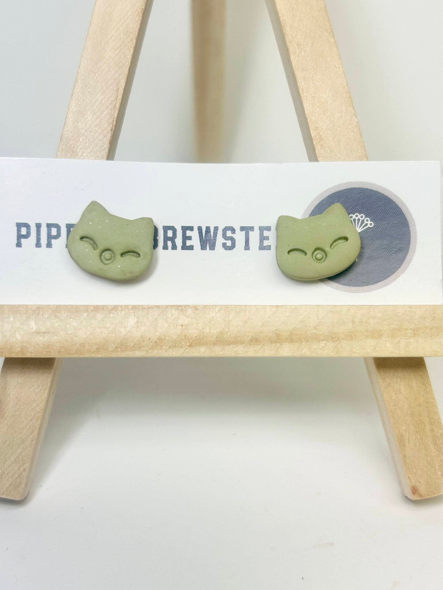 kitten studs - sage green