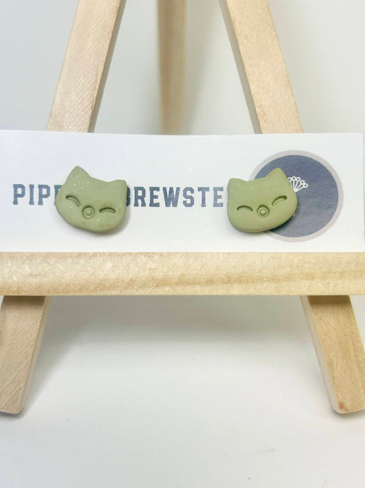 kitten studs - sage green